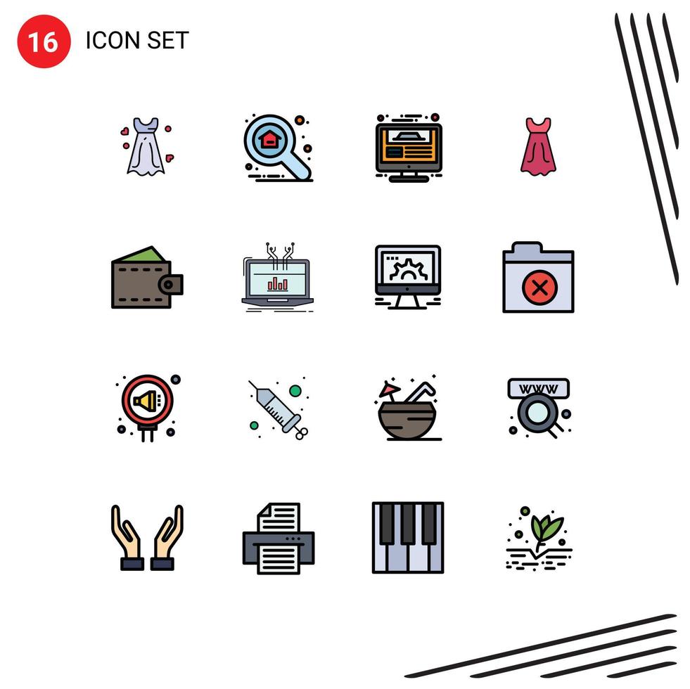 16 Creative Icons Modern Signs and Symbols of fashion wedding monitor girl report Editable Creative Vector Design Elements