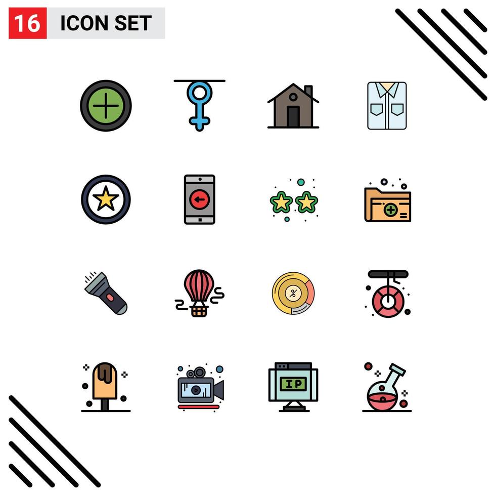 User Interface Pack of 16 Basic Flat Color Filled Lines of interface shopping chimney tshirt clothes Editable Creative Vector Design Elements