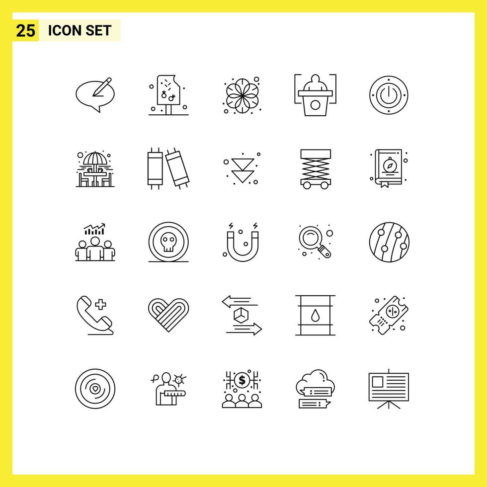 Modern Set of 25 Lines Pictograph of energy speech food presentation spa Editable Vector Design Elements