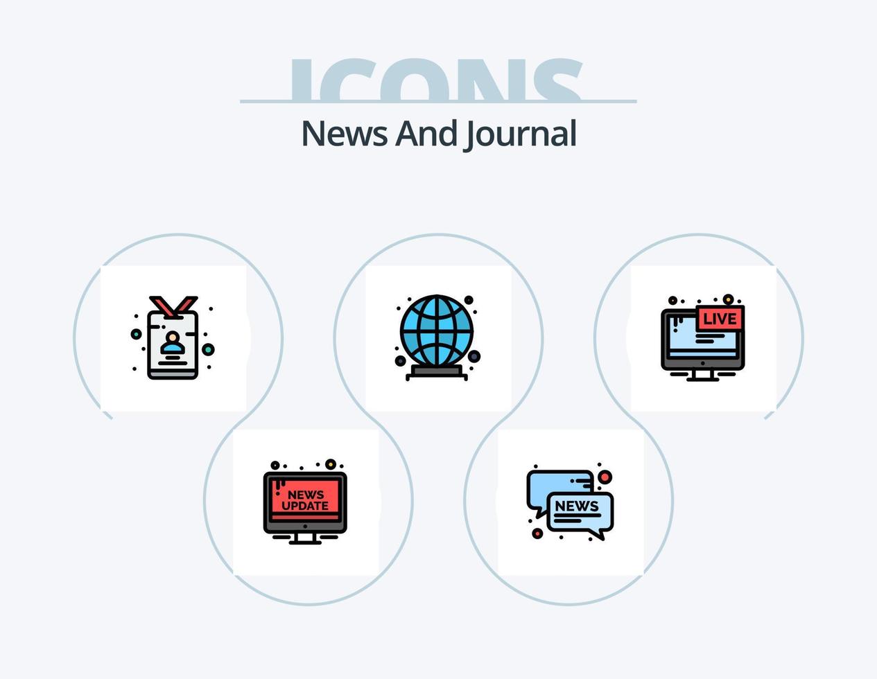News Line Filled Icon Pack 5 Icon Design. mobile. reporter. camera. news. mic vector