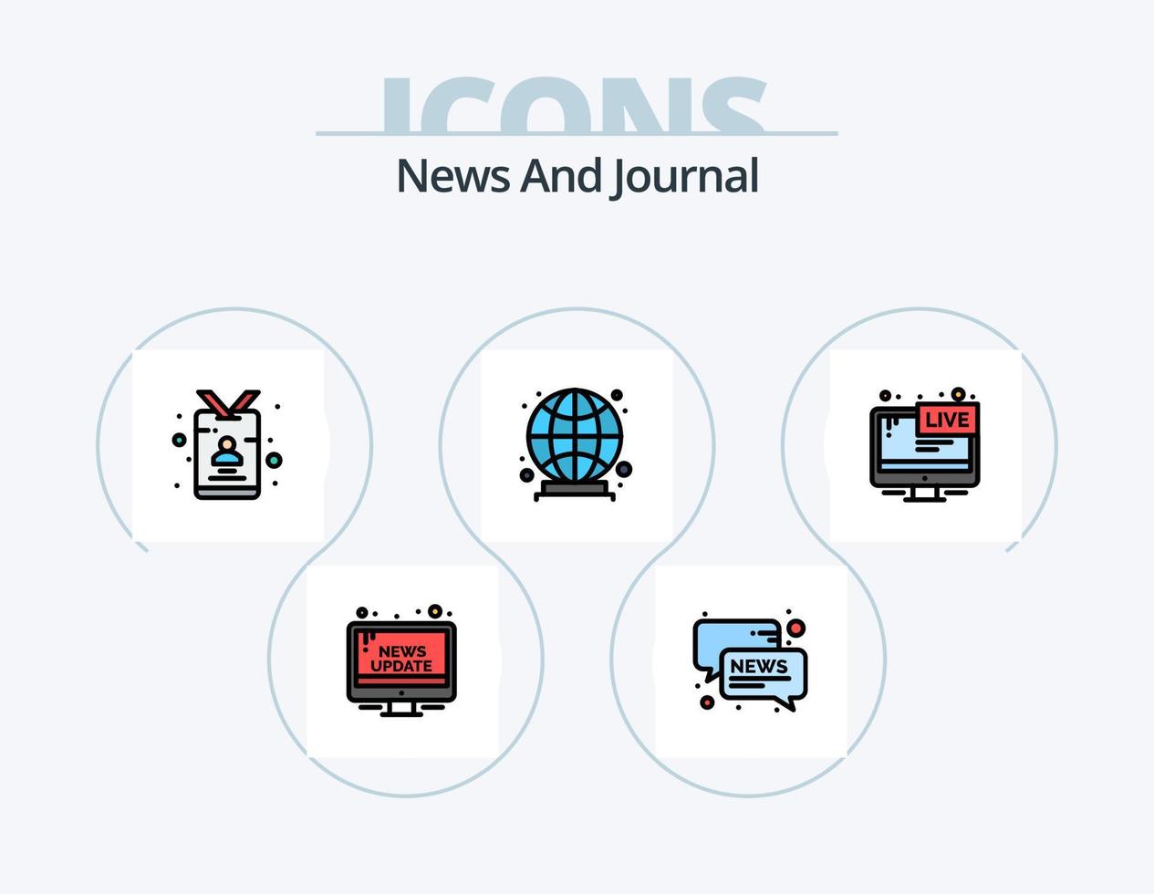 paquete de iconos llenos de línea de noticias 5 diseño de iconos. móvil. reportero. cámara. Noticias. micrófono vector