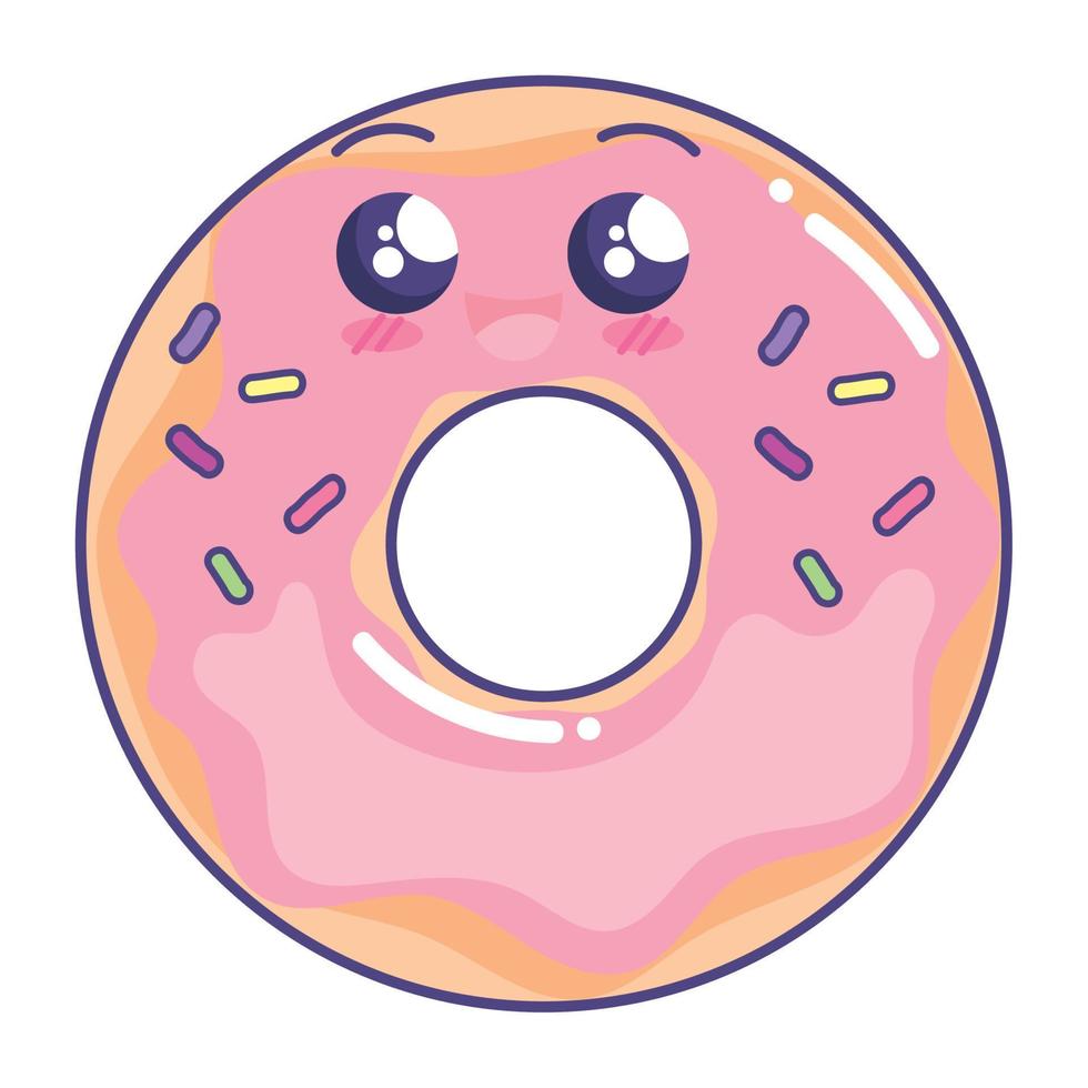 sweet donut kawaii vector