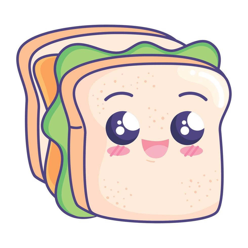 sandwich kawaii fast food vector