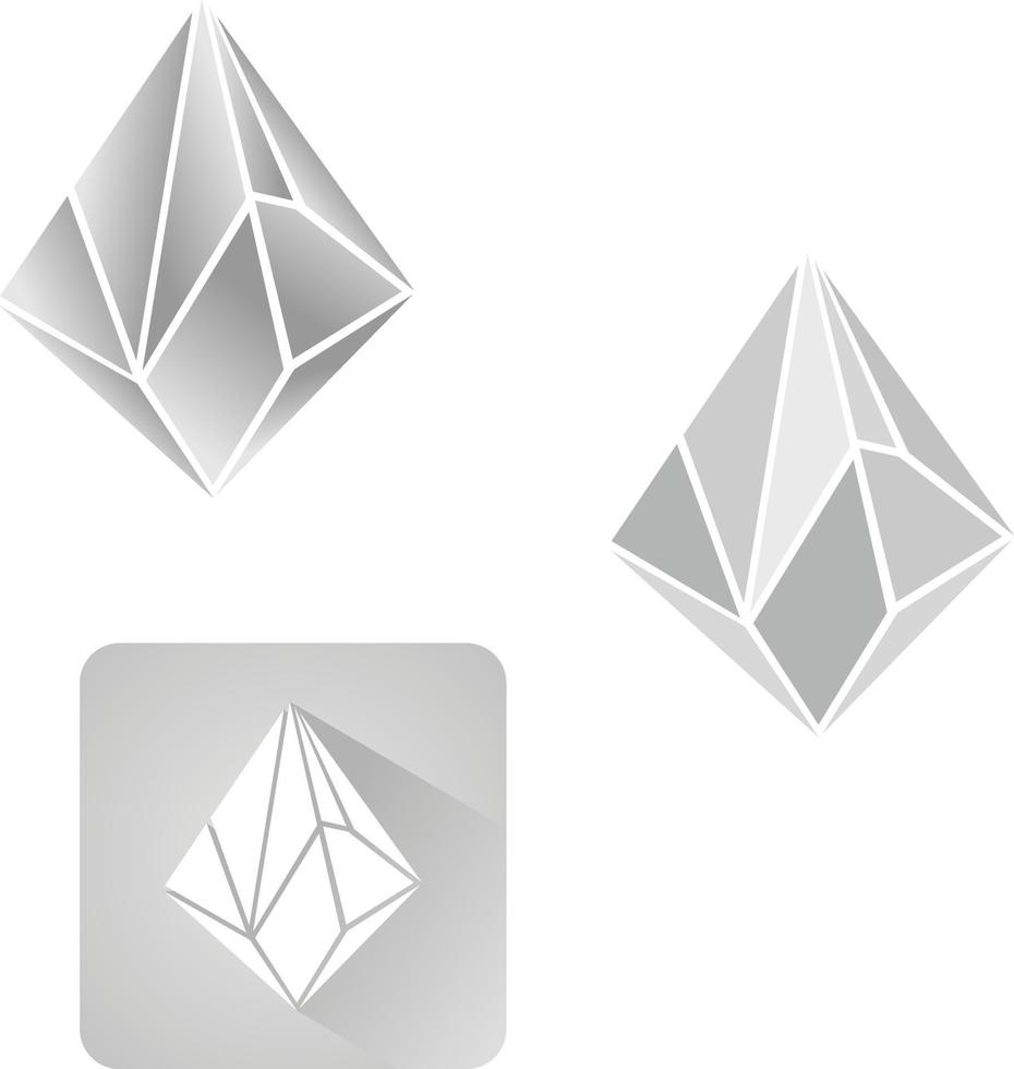 Diamond 3d shapes natural crystals outline vector