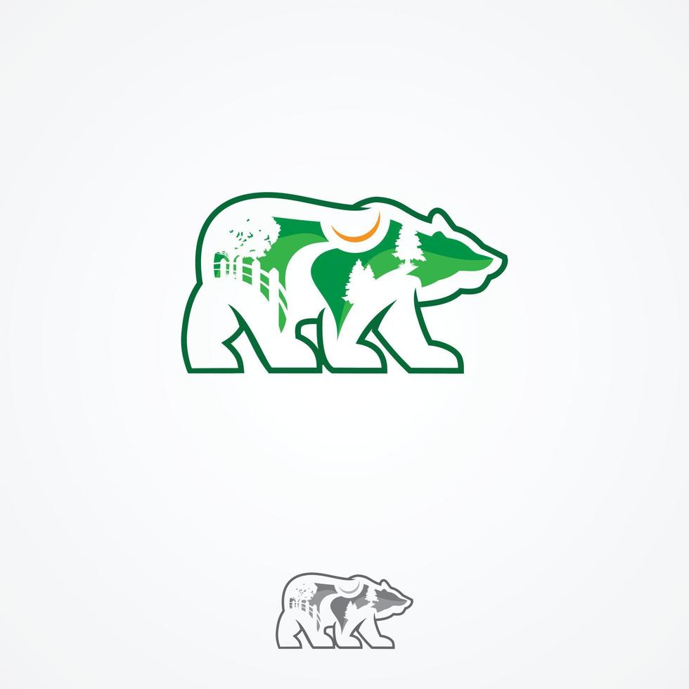 Landscape design company or green landscaping studio icon forming a bear vector