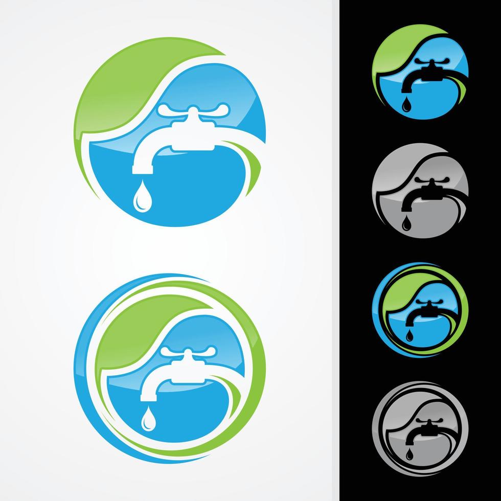 Eco plumbing company logo vector concept