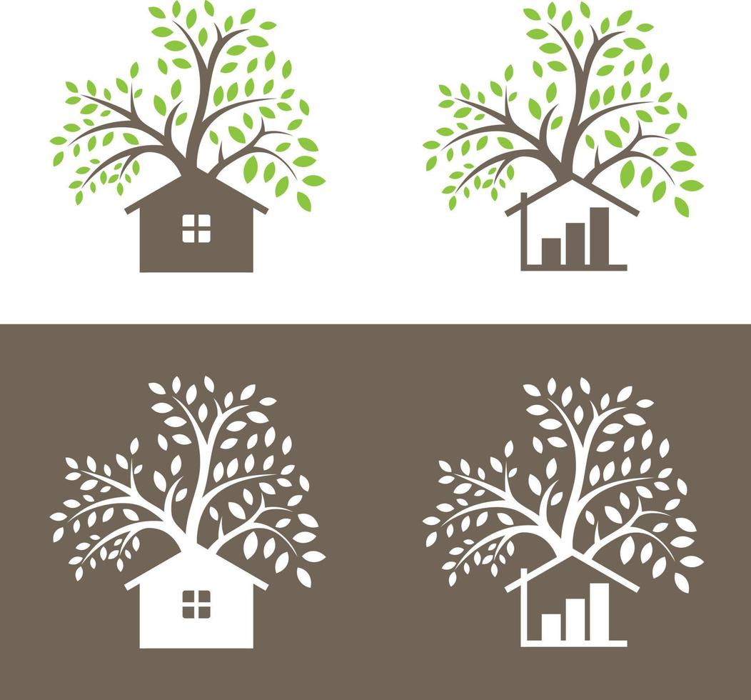 Vector logo design of a trees and small house