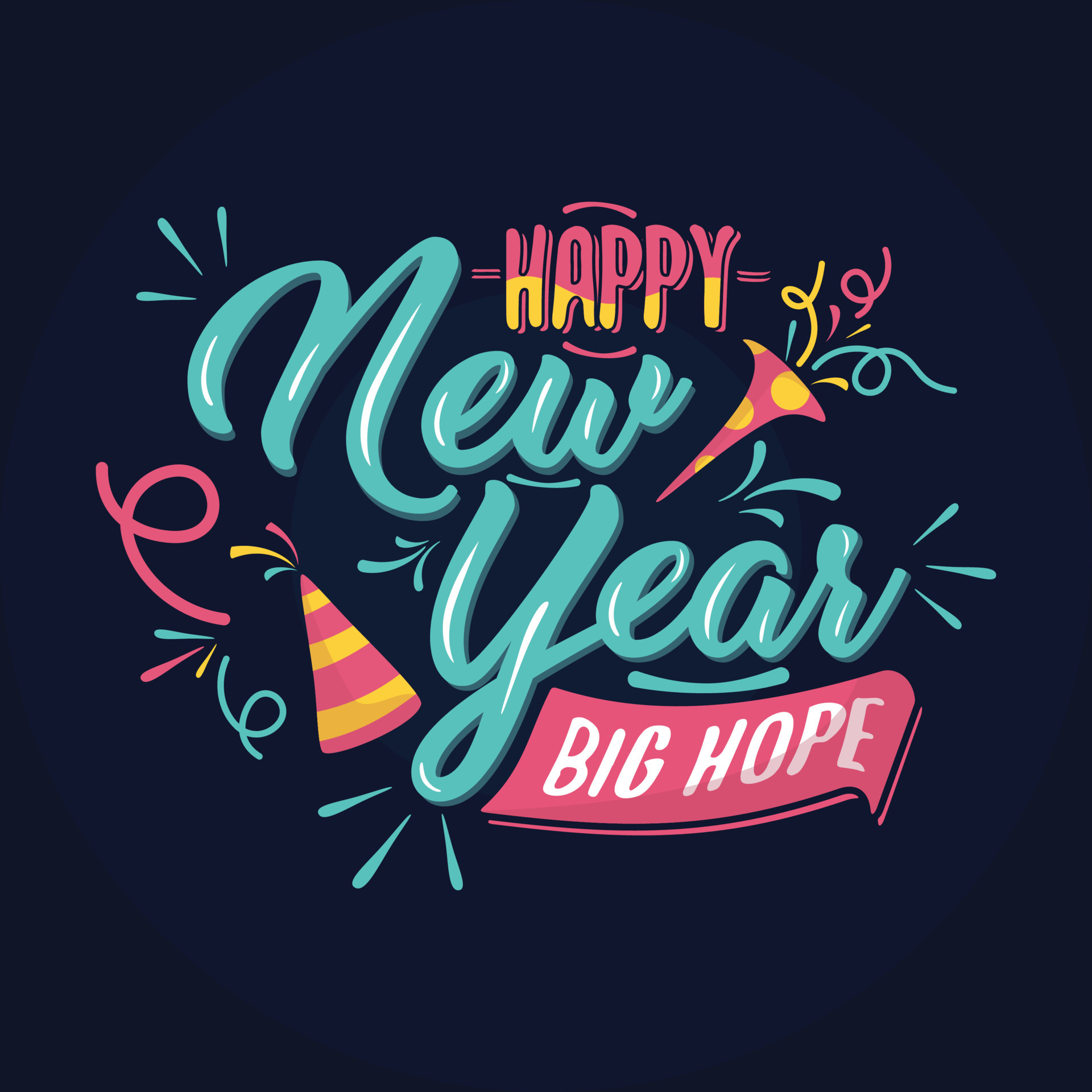 Abstract vector illustration of vintage Happy New Year greeting card or