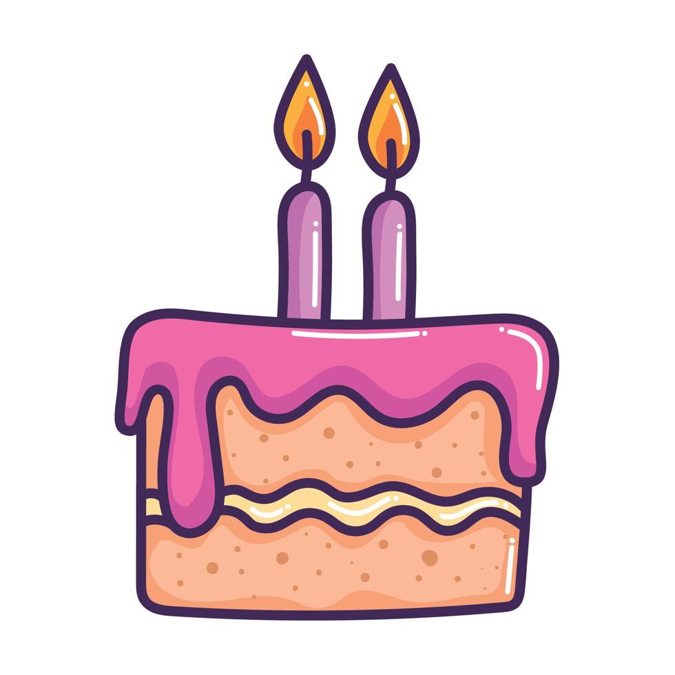 sweet cake with two candles vector