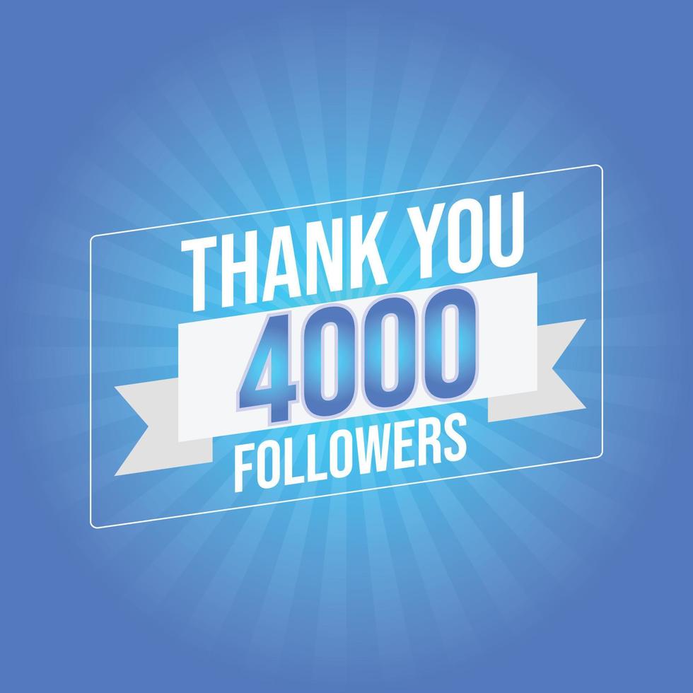 plantilla de celebración 4000 suscriptores para redes sociales. 4k seguidores gracias vector