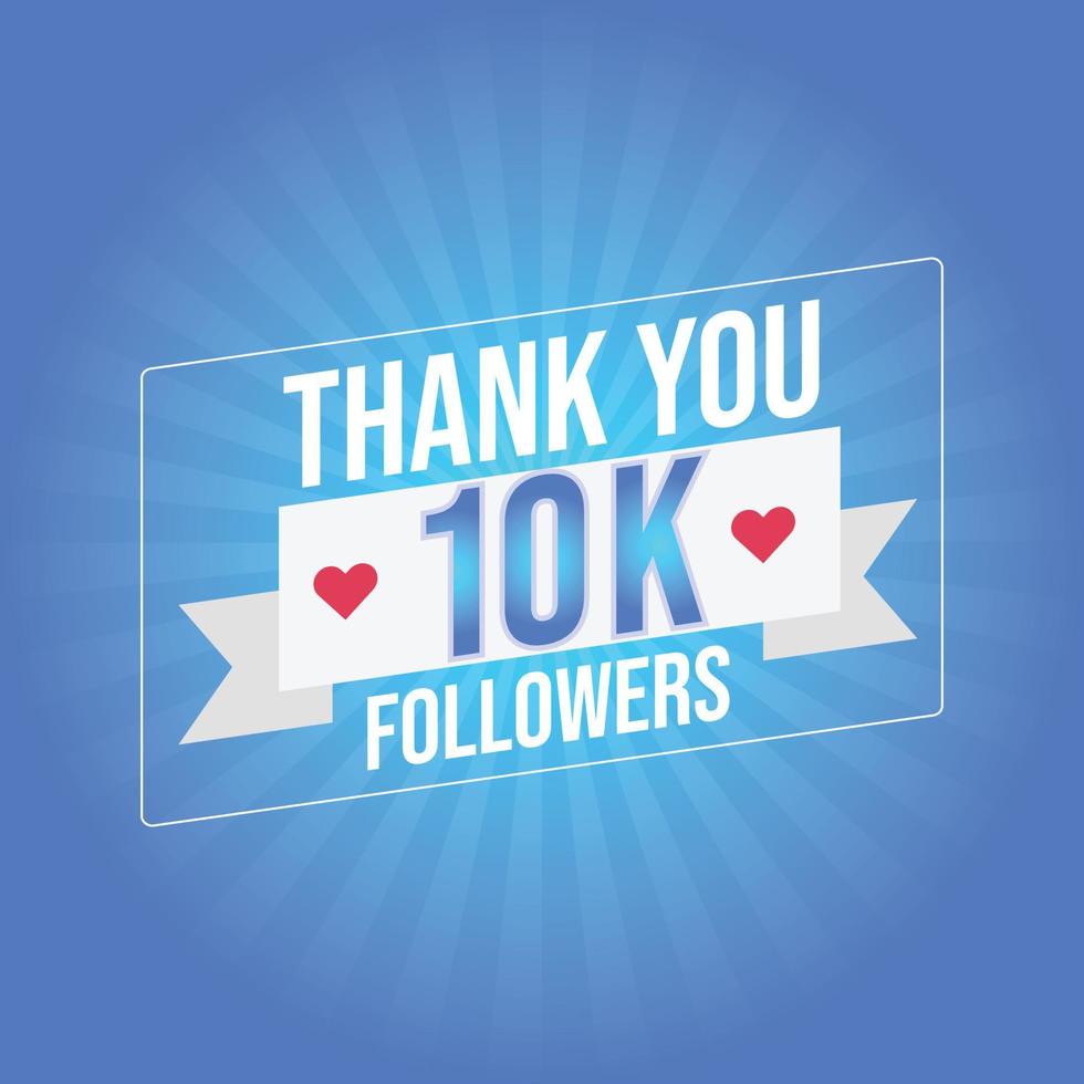 Thank you template for social media followers, subscribers, like. 10000 followers vector