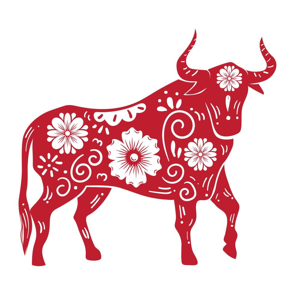 animal del toro del zodiaco chino vector