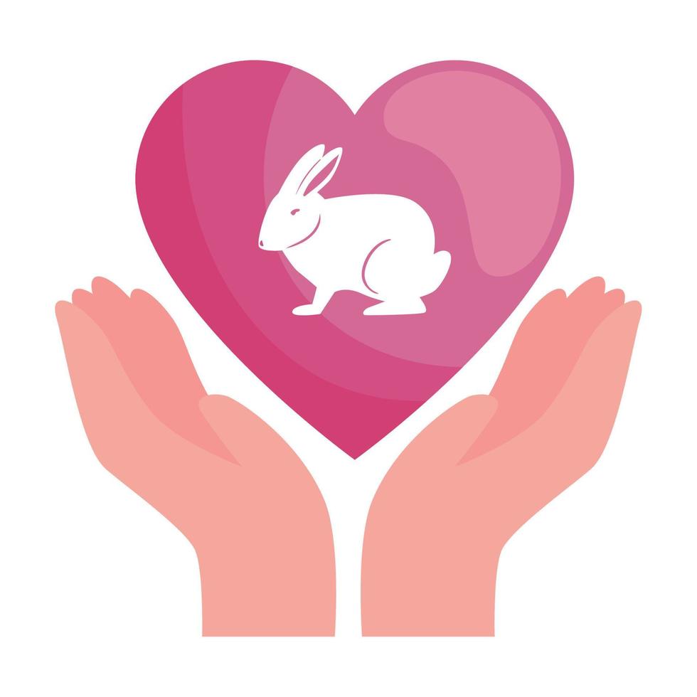 heart with rabbit vector
