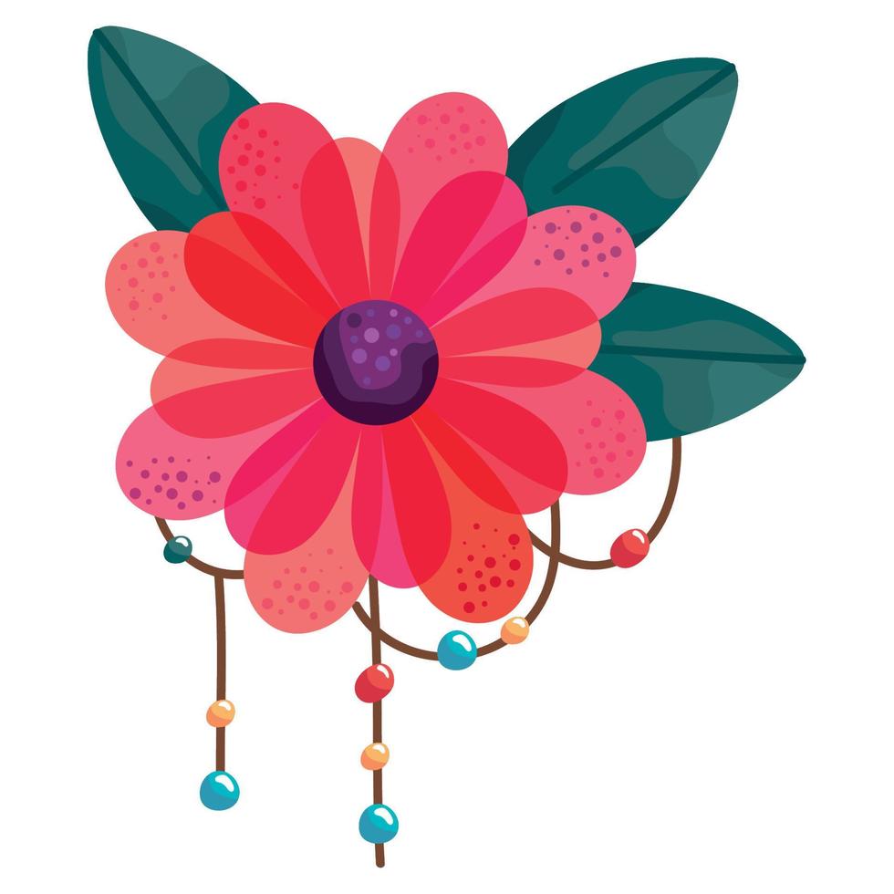 red flower boho style vector