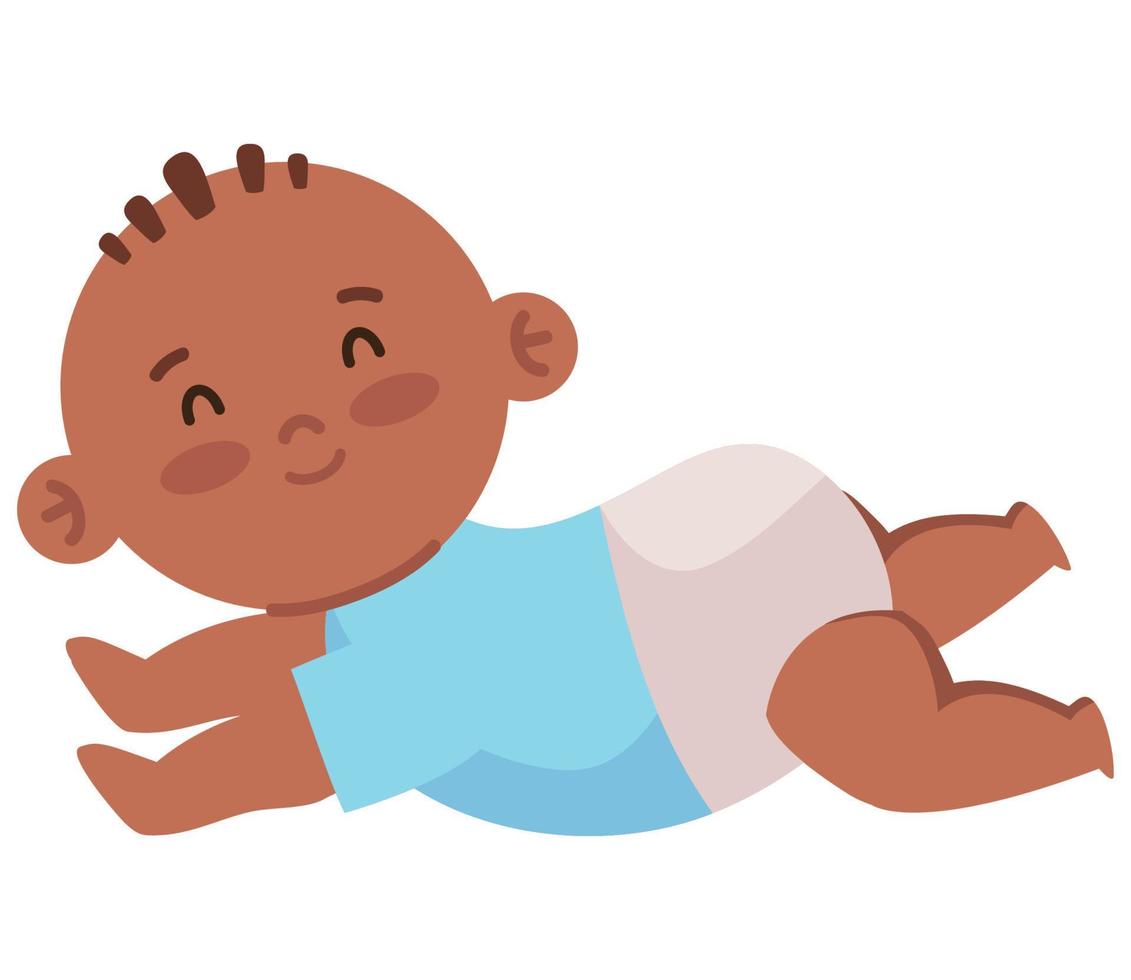 afro little baby lying down vector