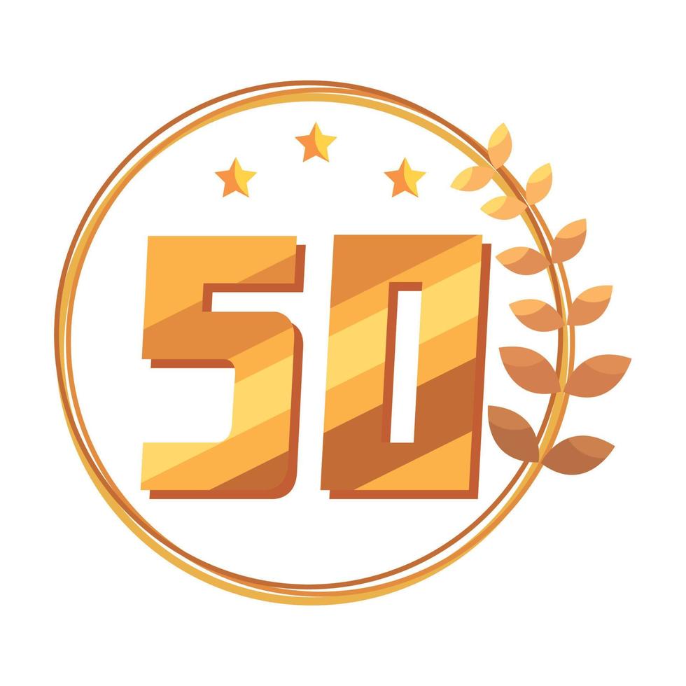 fiftieth annivesary golden emblem vector