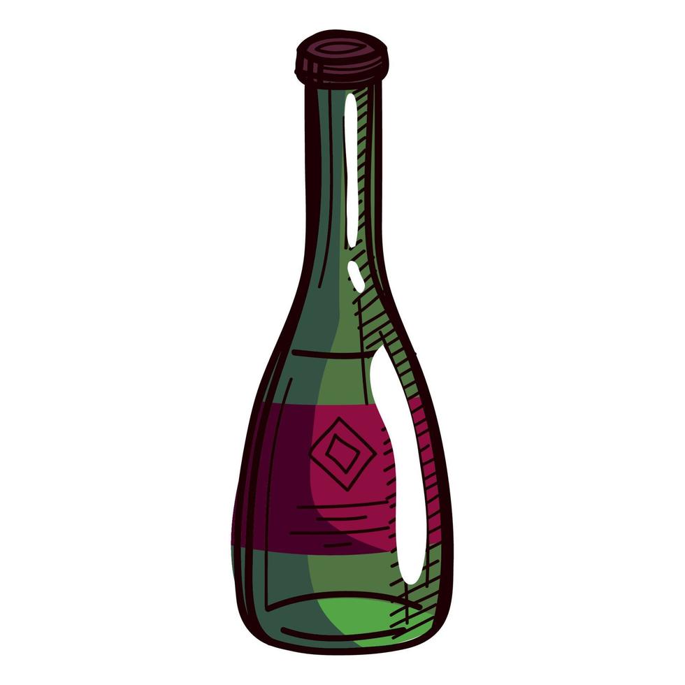 botella de bebida de vino verde vector