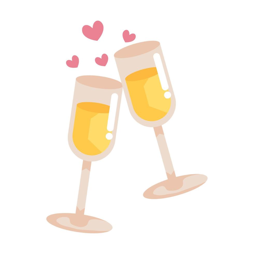 champagne cups with hearts vector