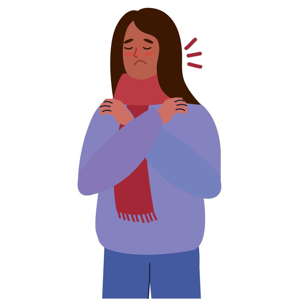 woman sick with scarff vector