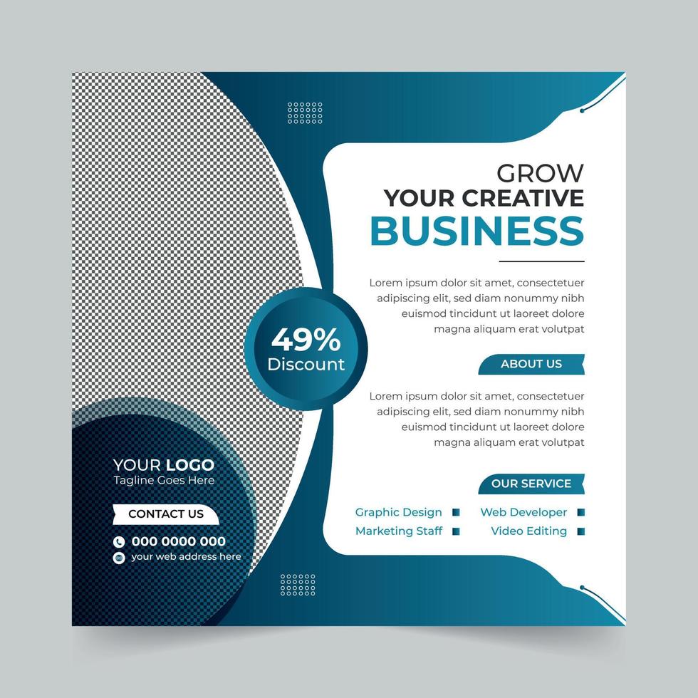 Editable Business social media post, Digital marketing agency Corporate banner promotion ads sales and discount banner vector template design