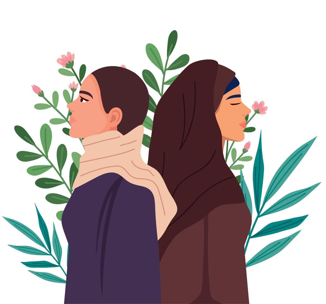 two iranian women characters vector