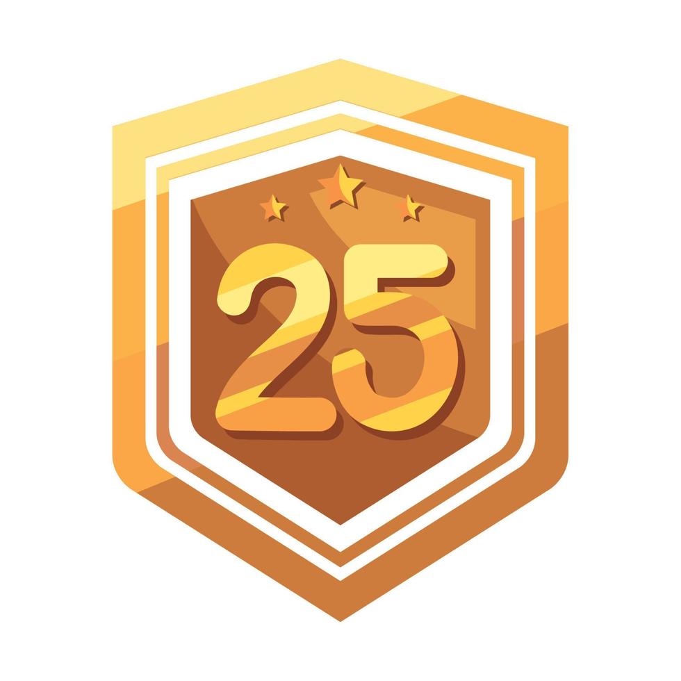twenty fifth annivesary golden badge vector