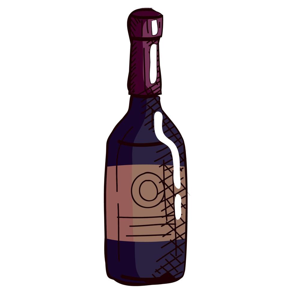 black wine drink bottle vector