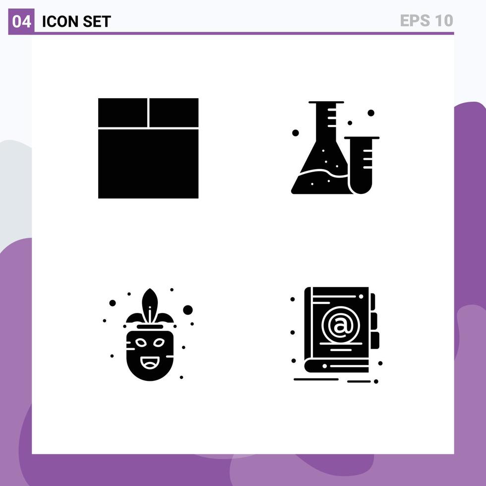 Set of Vector Solid Glyphs on Grid for grid mask tube carnival book Editable Vector Design Elements