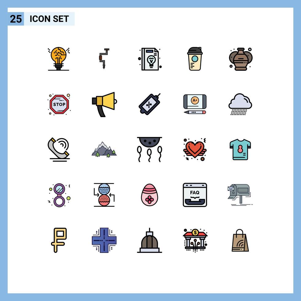 Set of 25 Modern UI Icons Symbols Signs for sports game tool bottle management Editable Vector Design Elements