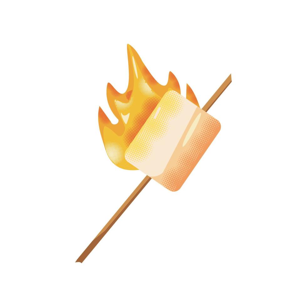 roasted marshmallow in stick vector