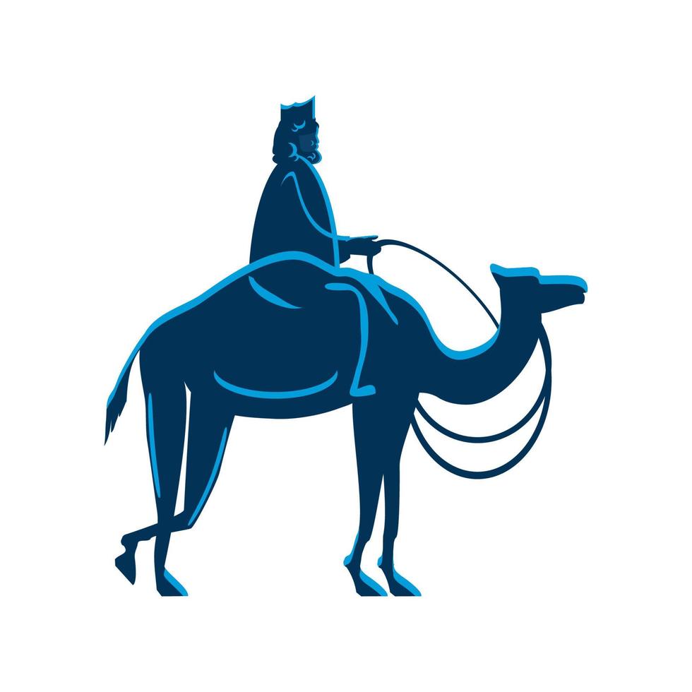 king wise riding a camel vector