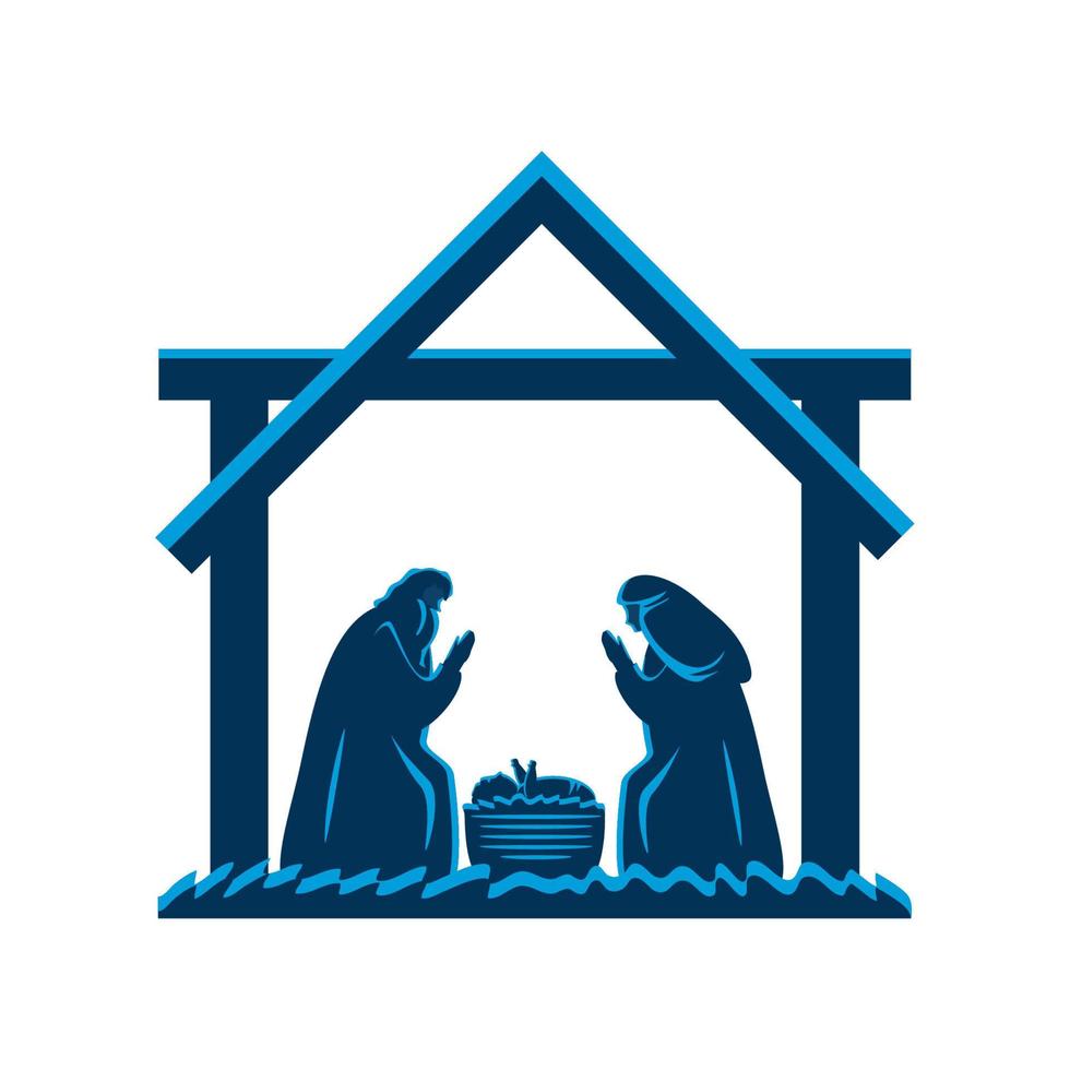 sacred family in hut vector