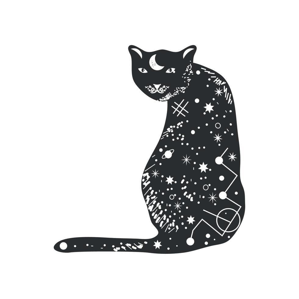 cat surreal astrology vector