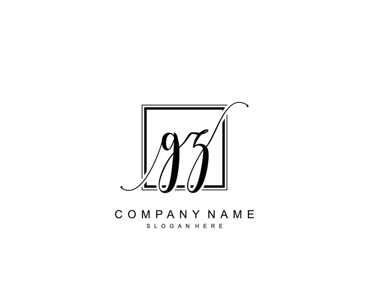 Initial GZ beauty monogram and elegant logo design, handwriting logo of initial signature, wedding, fashion, floral and botanical with creative template. vector