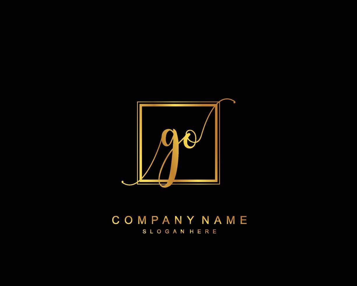 Initial GO beauty monogram and elegant logo design, handwriting logo of initial signature, wedding, fashion, floral and botanical with creative template. vector