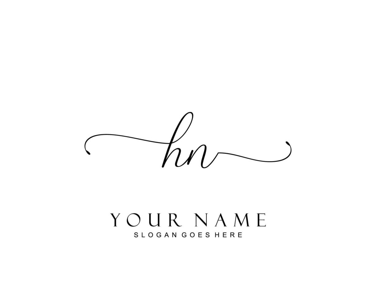Initial HN beauty monogram and elegant logo design, handwriting logo of initial signature, wedding, fashion, floral and botanical with creative template. vector