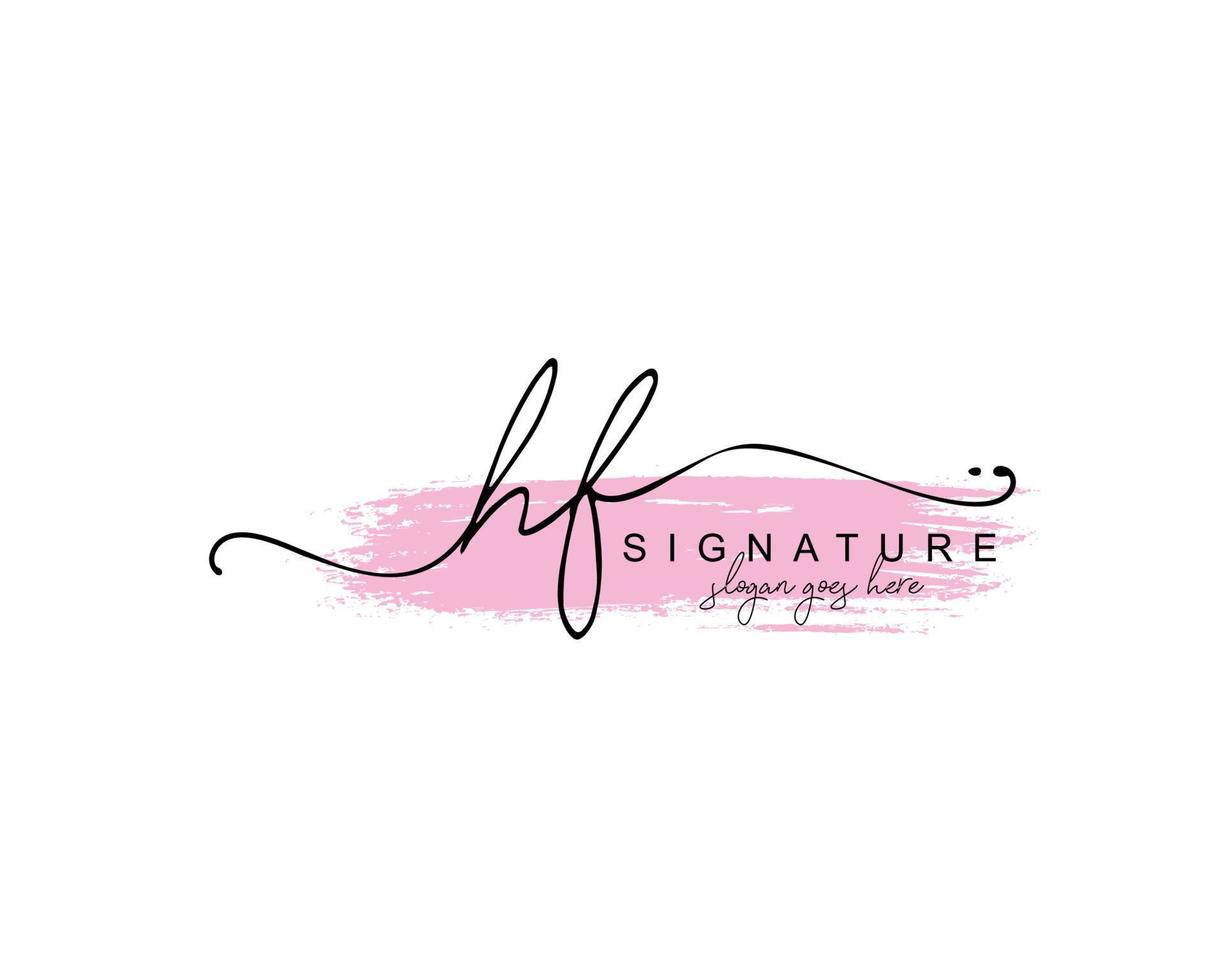 Initial HF beauty monogram and elegant logo design, handwriting logo of initial signature, wedding, fashion, floral and botanical with creative template. vector