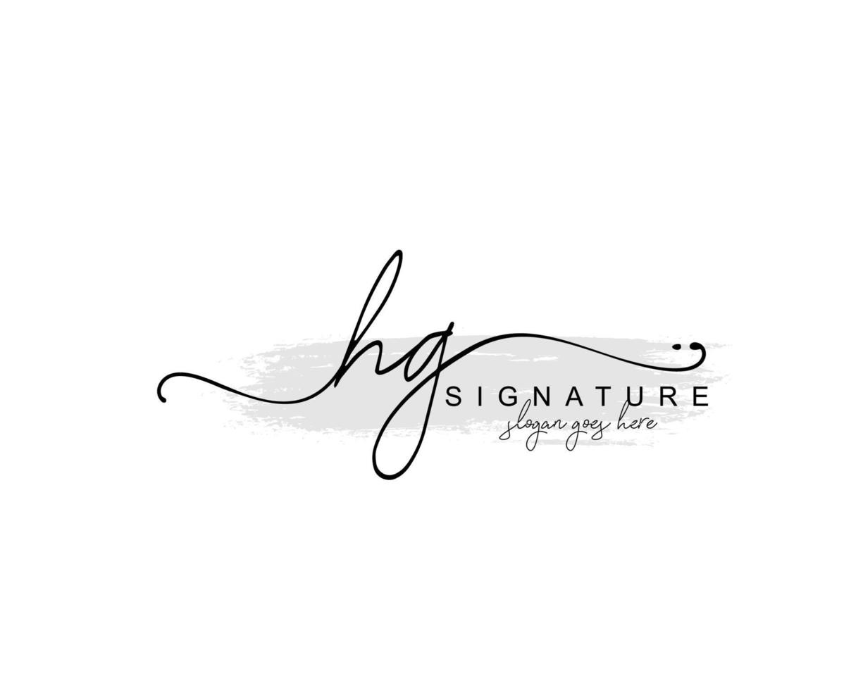 Initial HG beauty monogram and elegant logo design, handwriting logo of initial signature, wedding, fashion, floral and botanical with creative template. vector