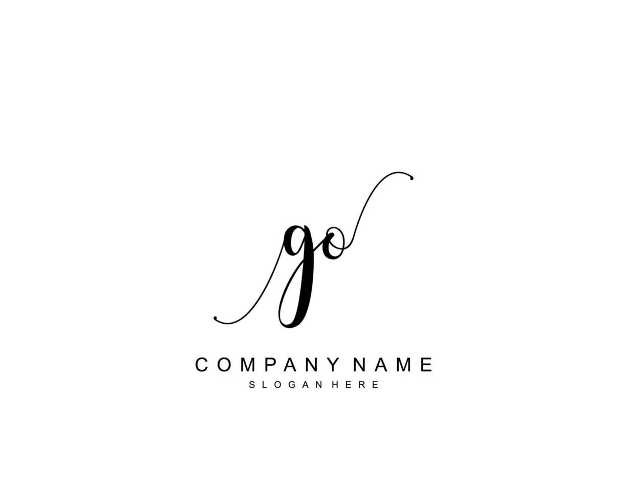 Initial GO beauty monogram and elegant logo design, handwriting logo of initial signature, wedding, fashion, floral and botanical with creative template. vector