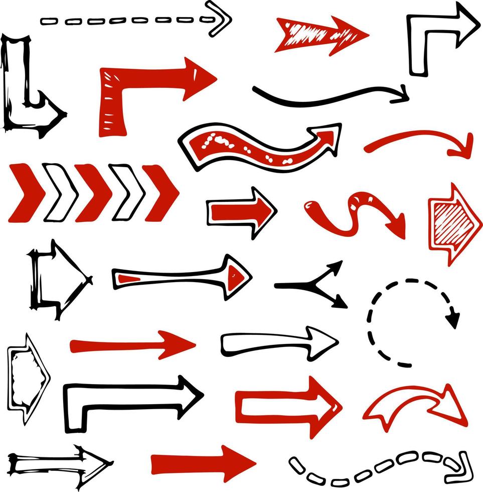 set of hand drawn arrows doodles vector