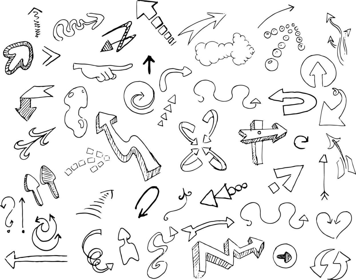 hand drawn arrows set vector