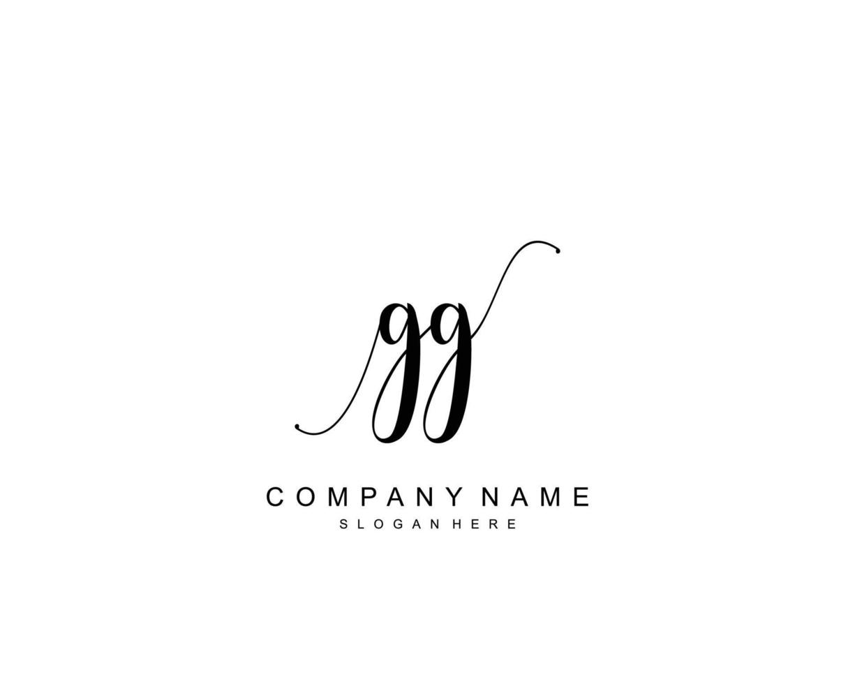 Initial GG beauty monogram and elegant logo design, handwriting logo of initial signature, wedding, fashion, floral and botanical with creative template. vector