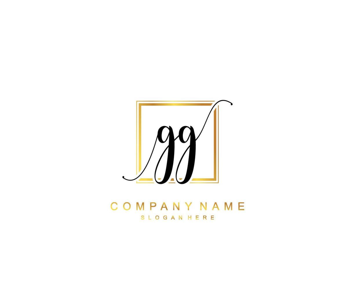 Initial GG beauty monogram and elegant logo design, handwriting logo of