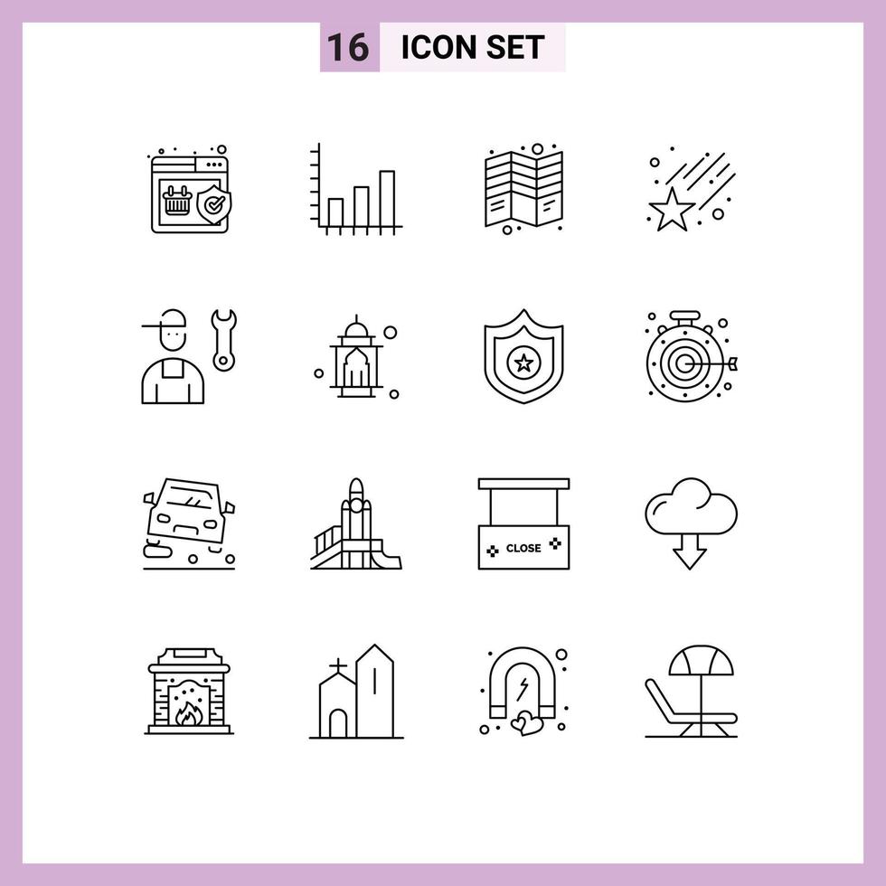 16 Universal Outline Signs Symbols of man star brochure space tri Editable Vector Design Elements