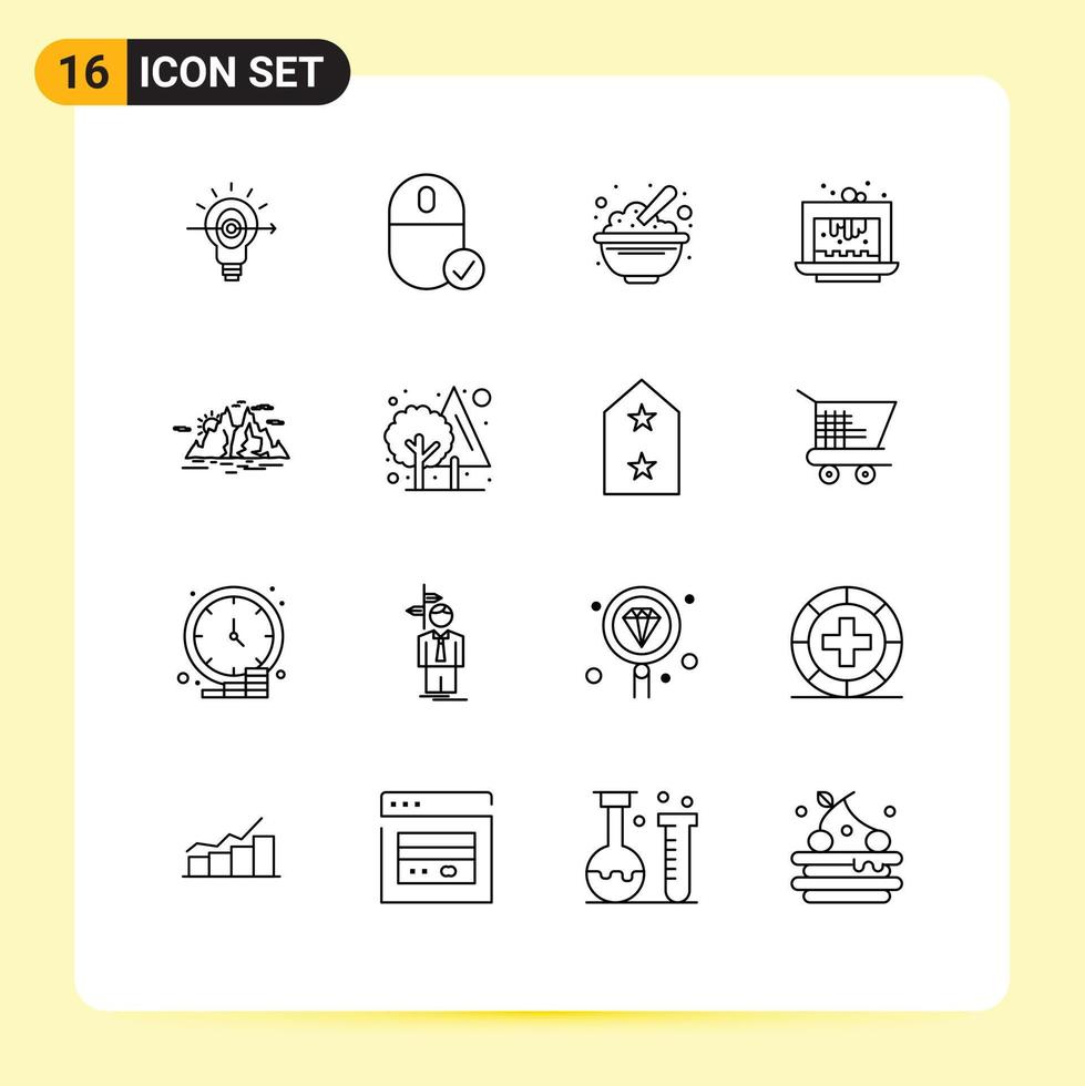 16 Creative Icons Modern Signs and Symbols of cake brownie hardware baking oats Editable Vector Design Elements