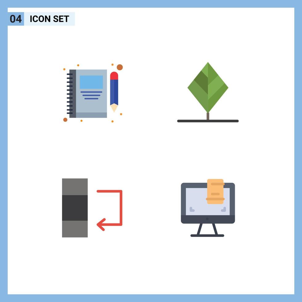 Modern Set of 4 Flat Icons and symbols such as book column pencil leaf swap Editable Vector Design Elements