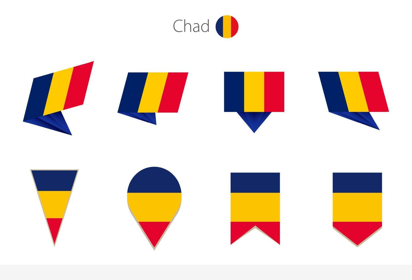 colección de banderas nacionales de chad, ocho versiones de banderas vectoriales de chad. vector