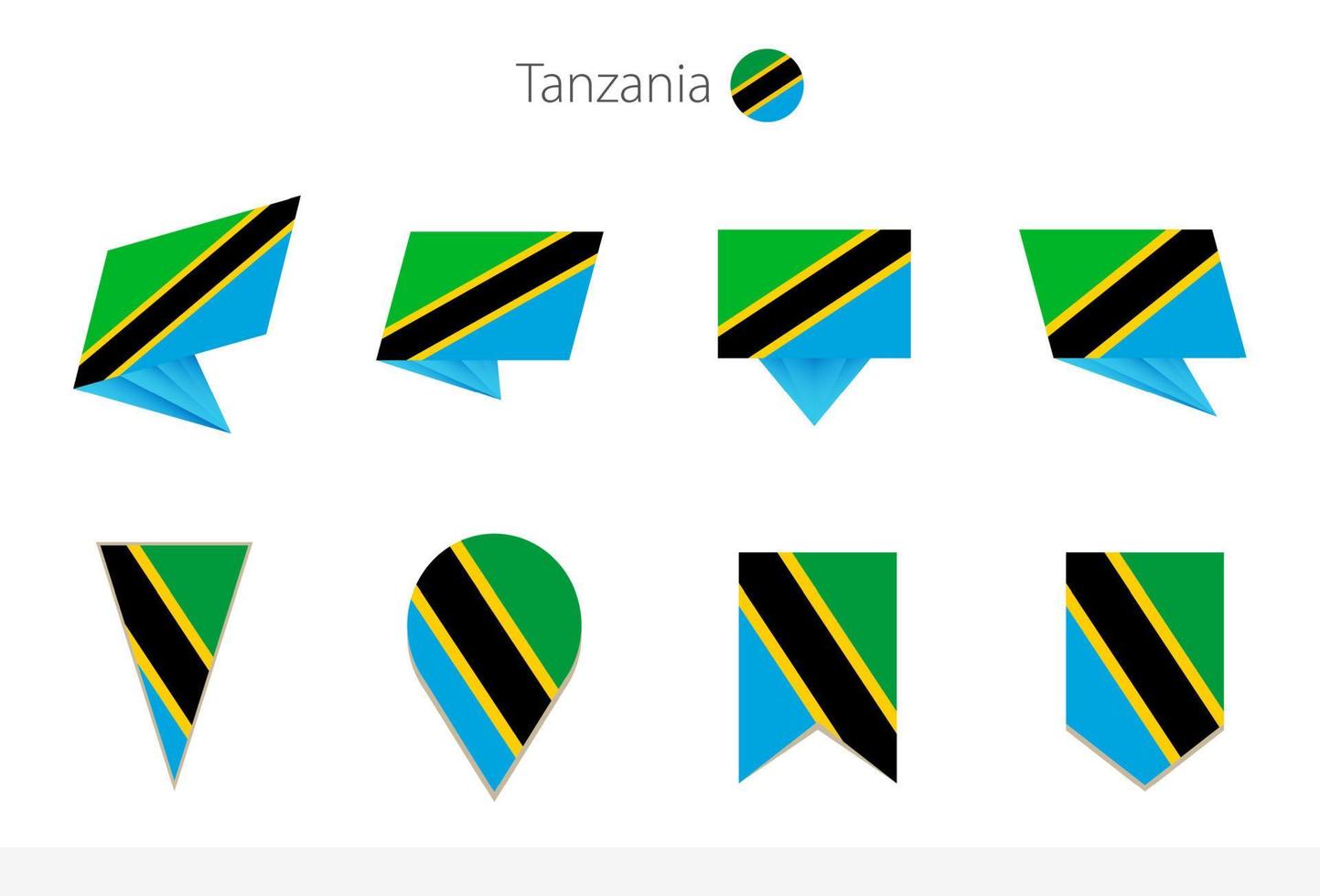 Tanzania national flag collection, eight versions of Tanzania vector flags.