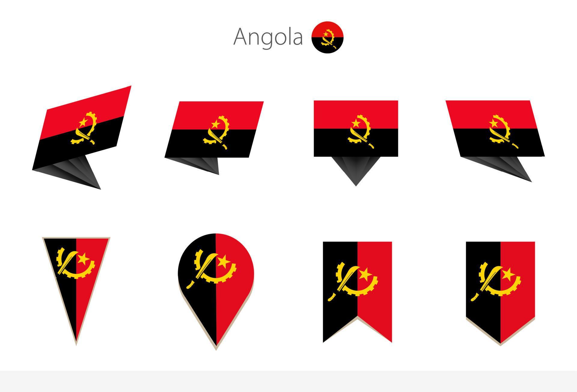Angola national flag collection, eight versions of Angola vector flags