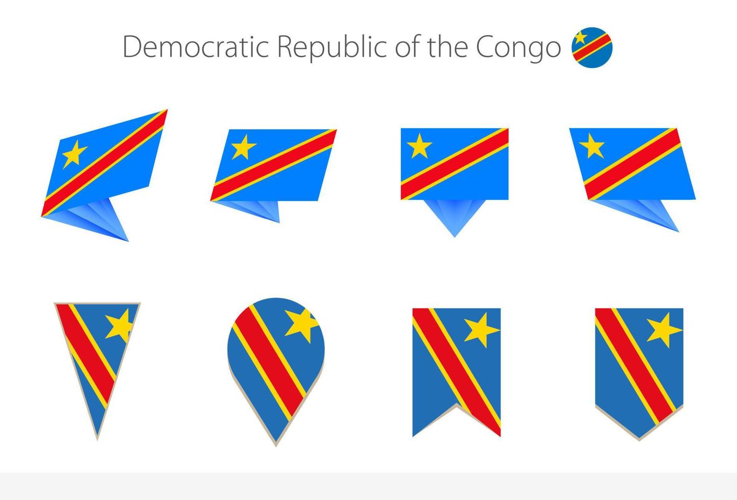 colección de banderas nacionales dr congo, ocho versiones de banderas vectoriales dr congo. vector